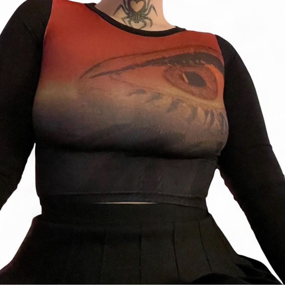 Eye Design Red and Black Crop Top